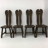 Set of 4 Belgian Brutalist Dining Chairs from De Puydt, 1970’s