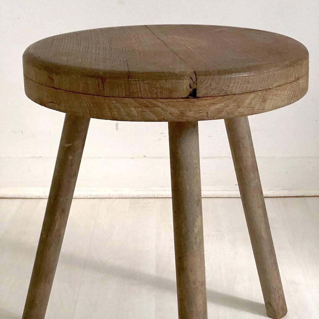 Brutalist Tripod Foot Stool Solid Wood