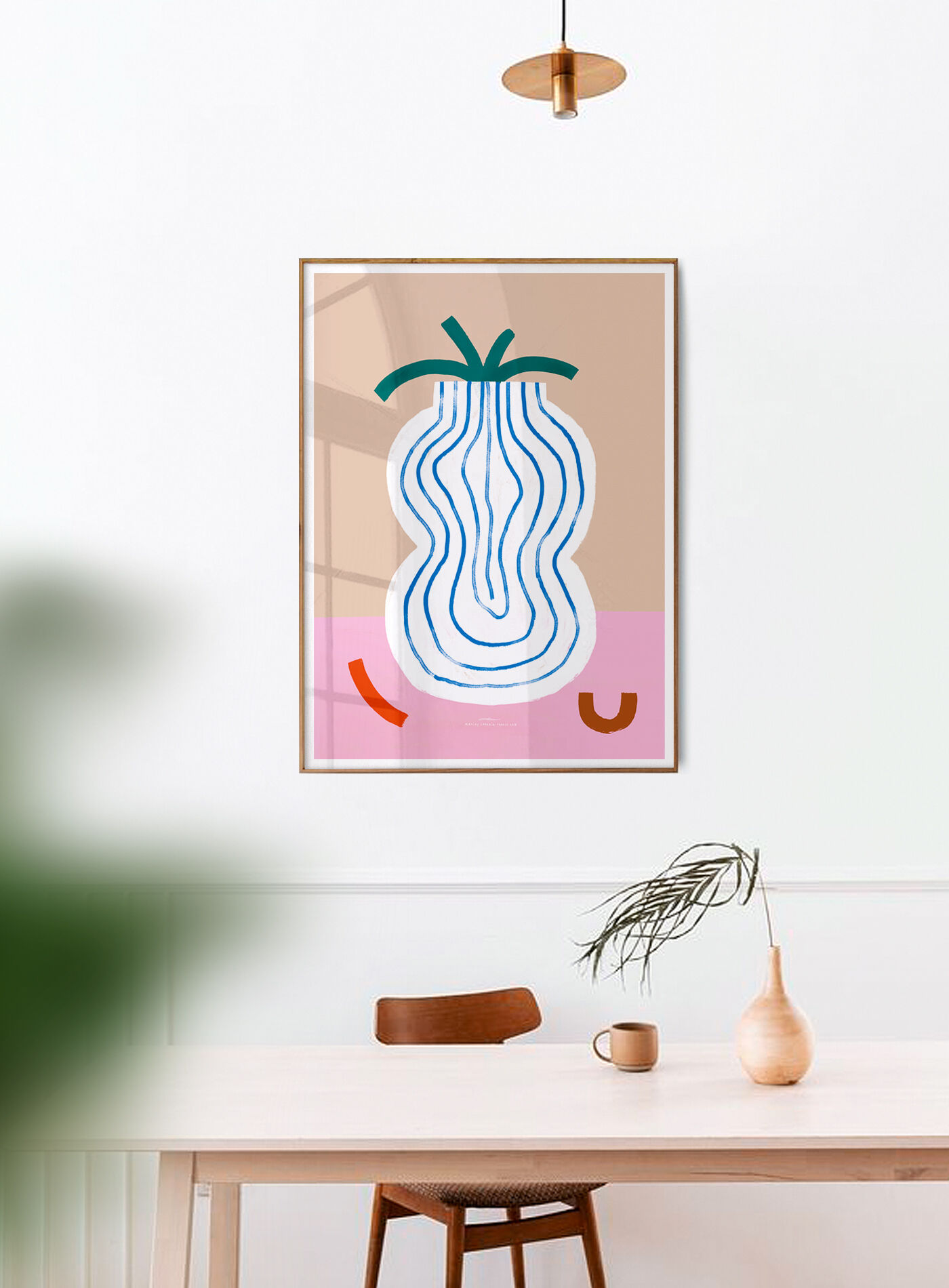 Wall poster vase blue lines 30cm*40cm