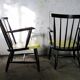 Set of 2 spindle back armchairs , 1950s