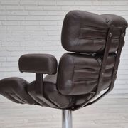 1970s, Scandinavian swivel chair, original condition, artificial leather, chrome steel.