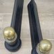 Chenets neoclassical cast iron and brass