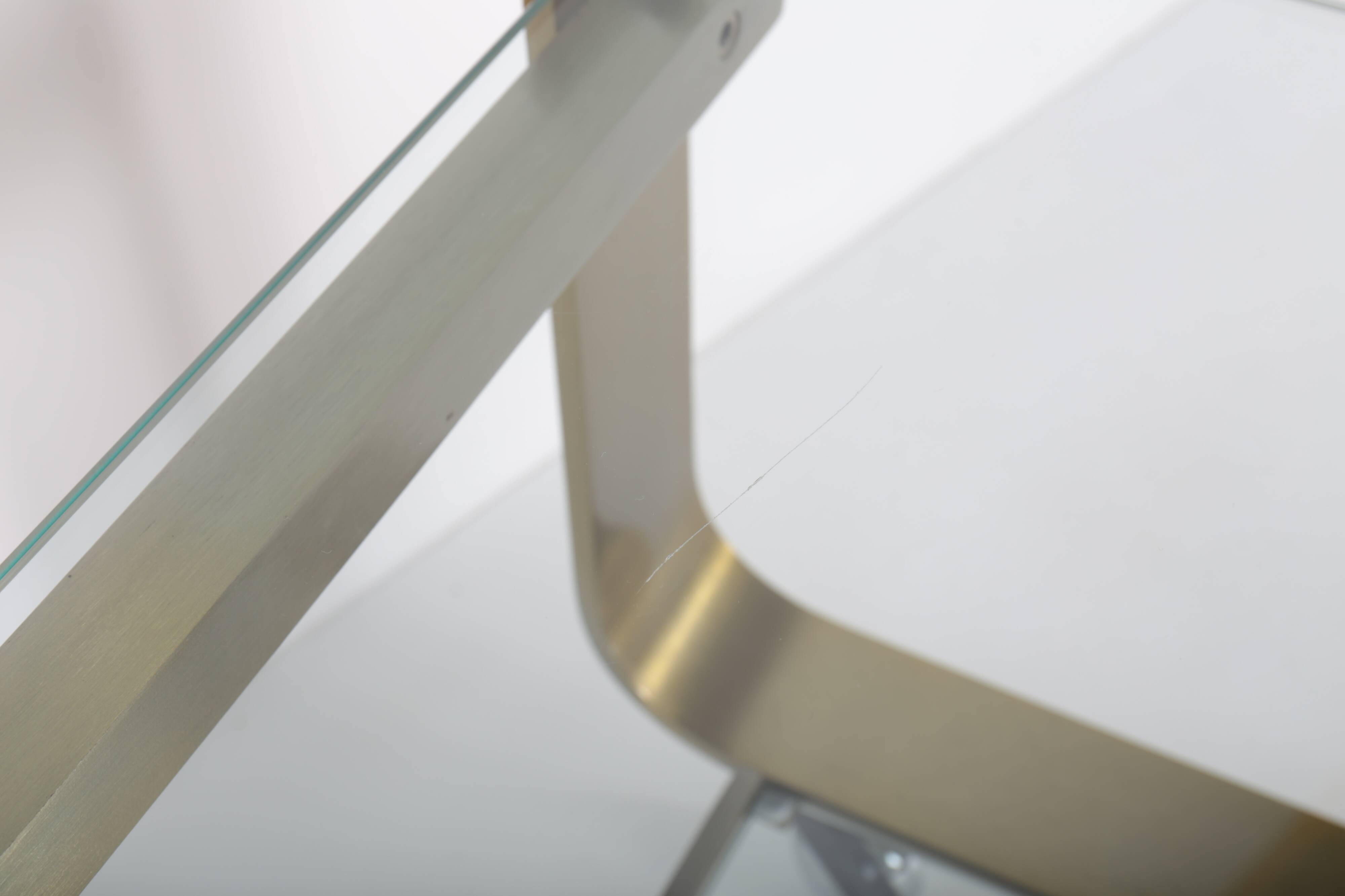 Vintage coffee table in gold metal and double glass top, 70s