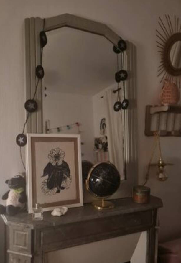 Large vintage solid wood mirror, retro, 40s