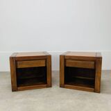 Pair of vintage Maison Regain elm bedside tables