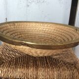 Straw and brass basket