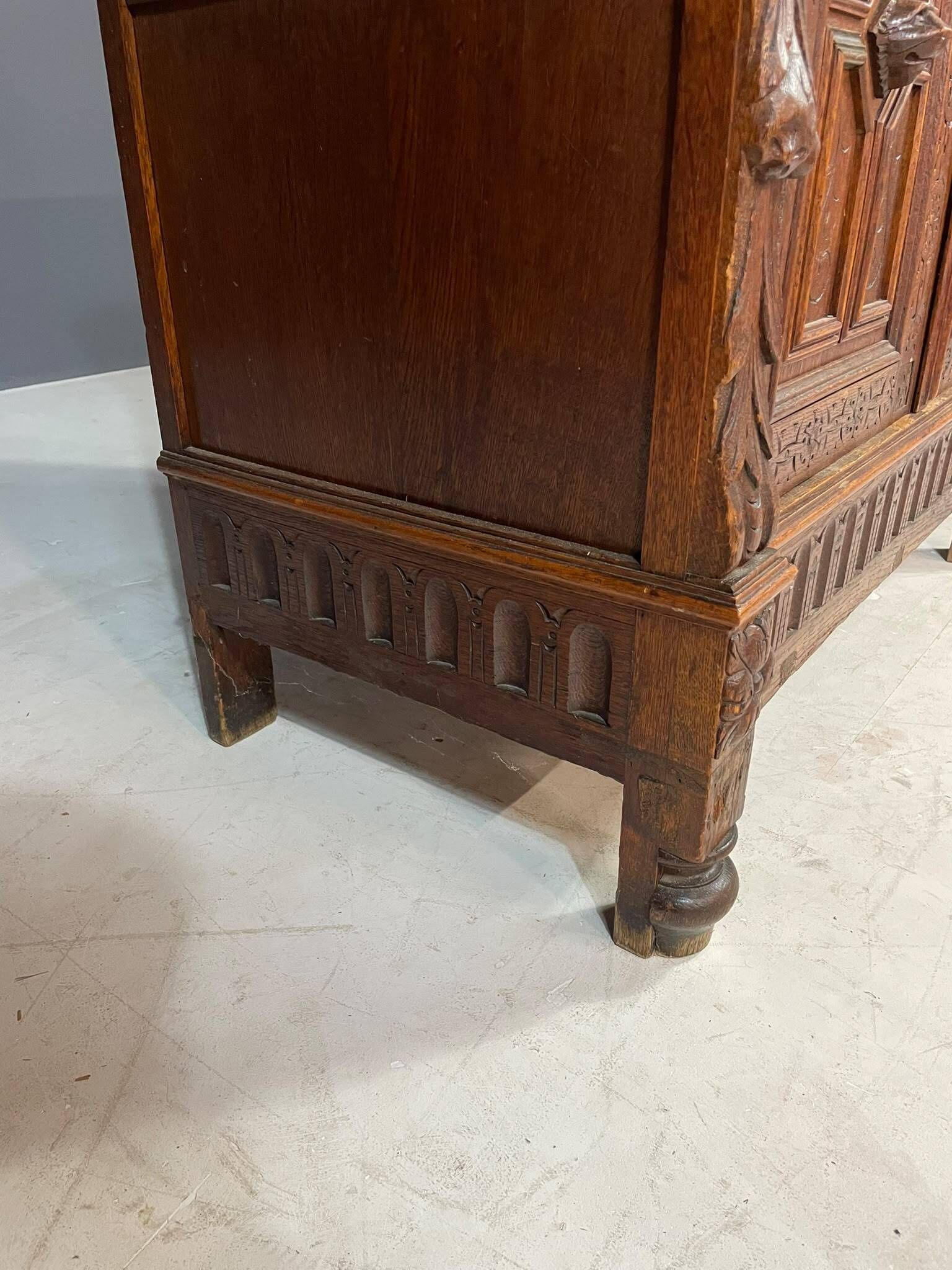 Carved Wooden Cabinet, Ornate Antique Style, 20th Century, European