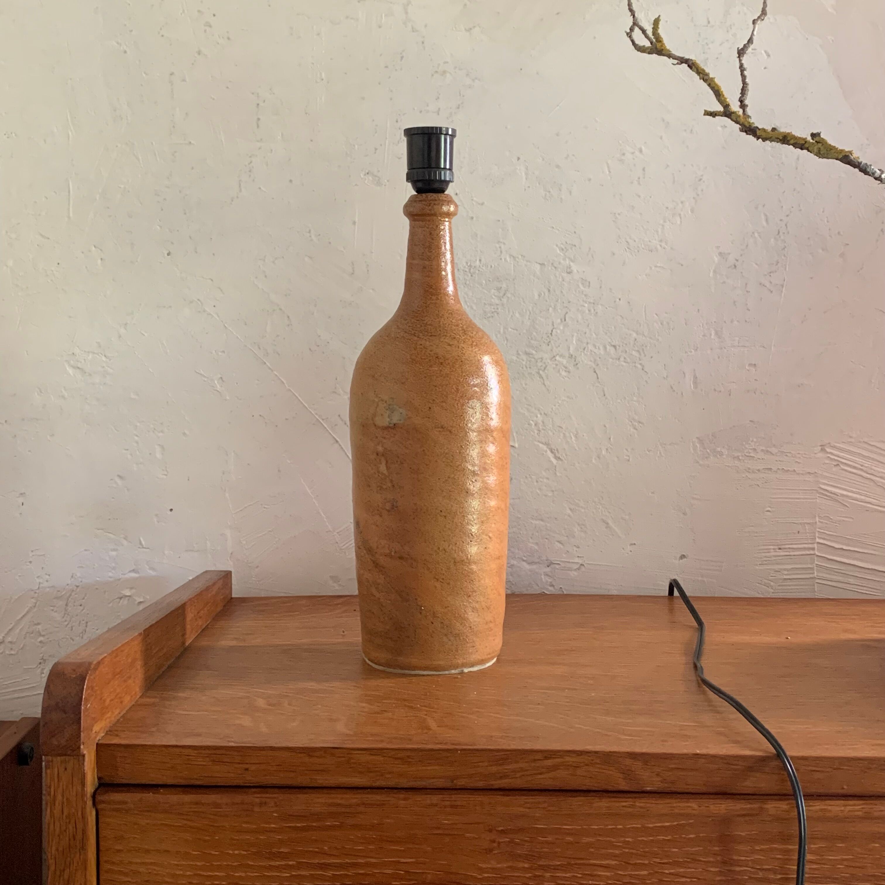 Vintage table lamp in glazed stoneware