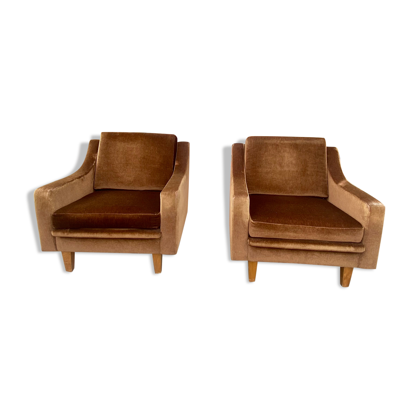 Pair of vintage brown armchairs circa 1970