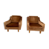 Pair of vintage brown armchairs circa 1970
