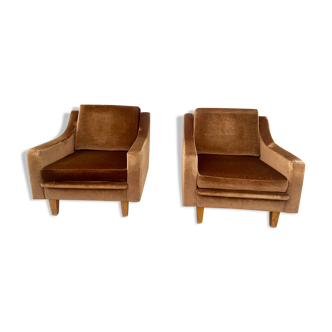 Pair of vintage brown armchairs circa 1970