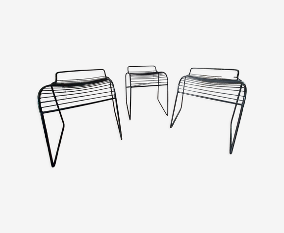 3 tabourets fil de métal