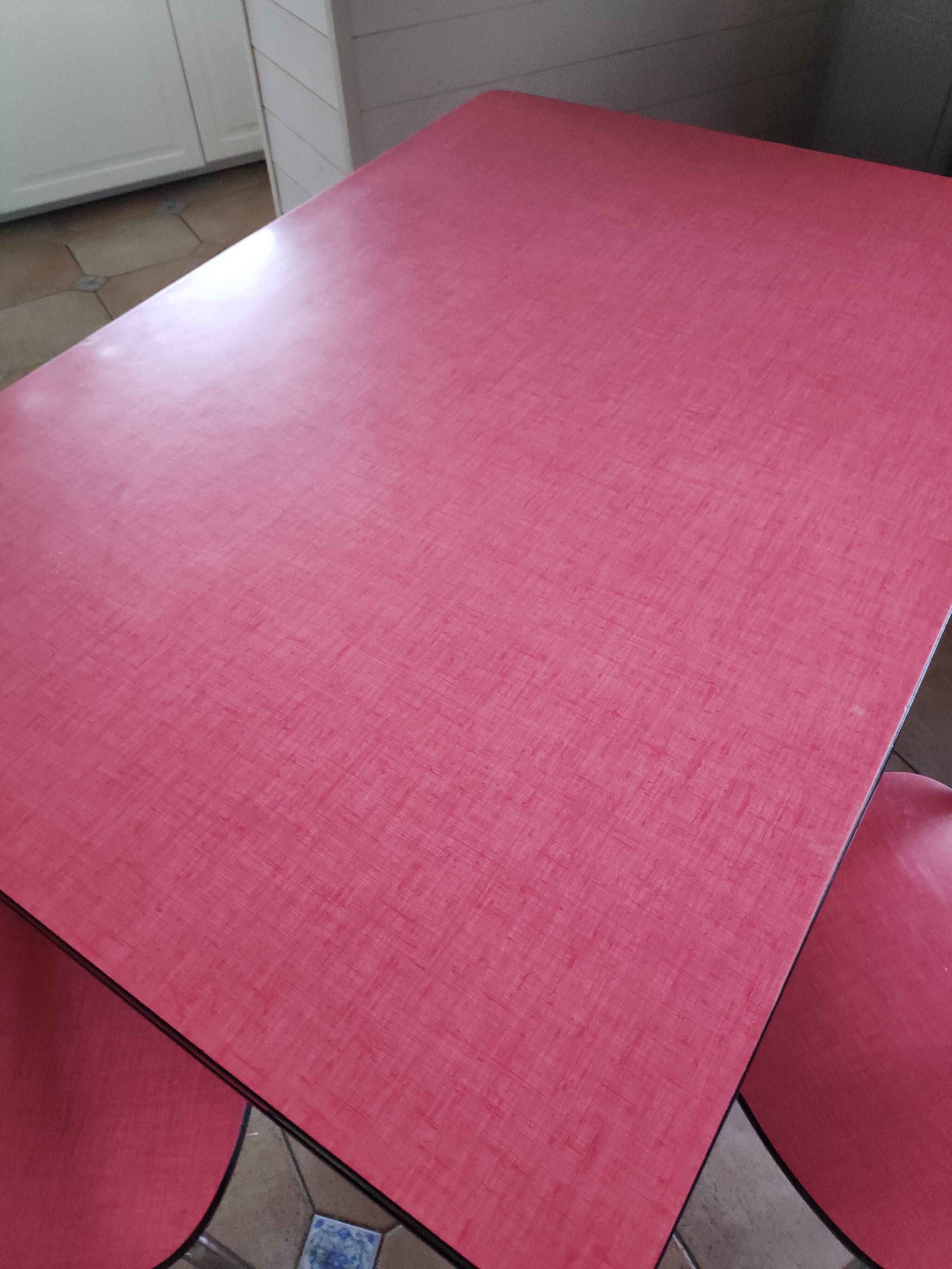 Red vintage formica table and 2 chairs