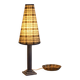 Vintage table lamp in bluish grey ceramic – Conical lampshade in Scottish tartan – 1970s/80s