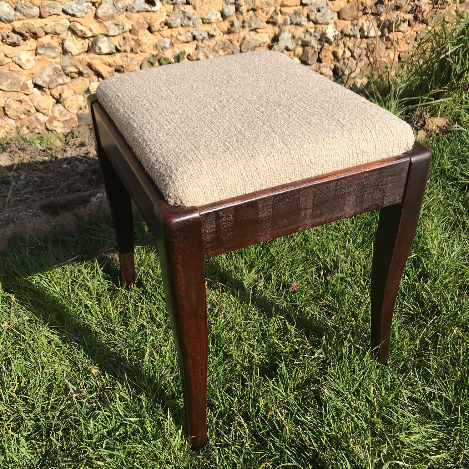 Vintage rectangular piano stool 1950