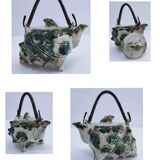 Vintage enamelled earthenware shell decor teapot