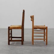 19th Century Spanish Hand-Carved oak Side Chair with Velour Seat