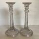 Pair of antique moulded glass candlesticks