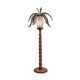 Palm floor lamp carved hand in wood and skin 1970s