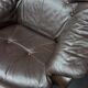 Brutalist brown Leather low Lounge Chair, Norway 1970s