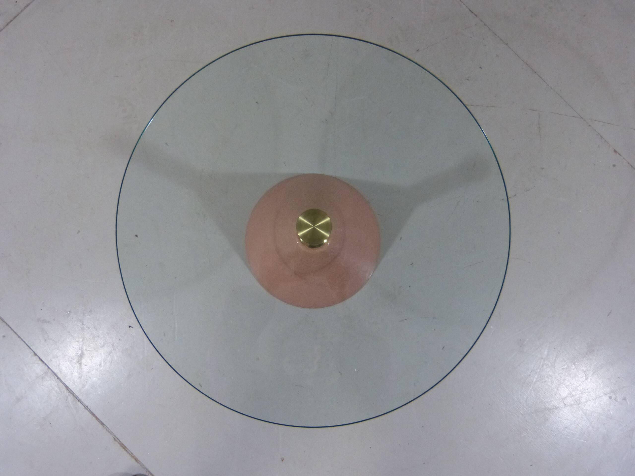 Italian Memphis style pink natural stone & glass side table 1980’s