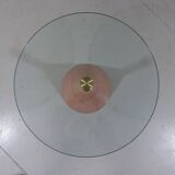 Italian Memphis style pink natural stone & glass side table 1980’s