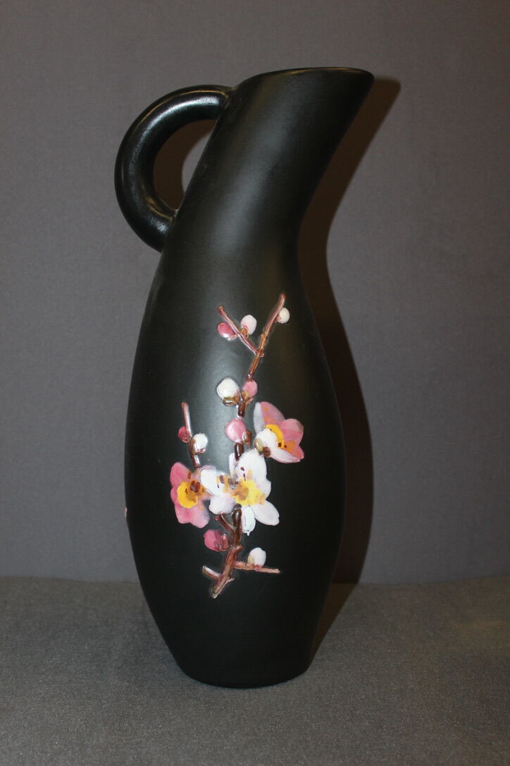 Set Of Three Ceramics By Giraud in Vallauris Apple Blossoms