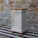 Renovated antique bedside table – Greige Galuchat, wooden top – houseboat style