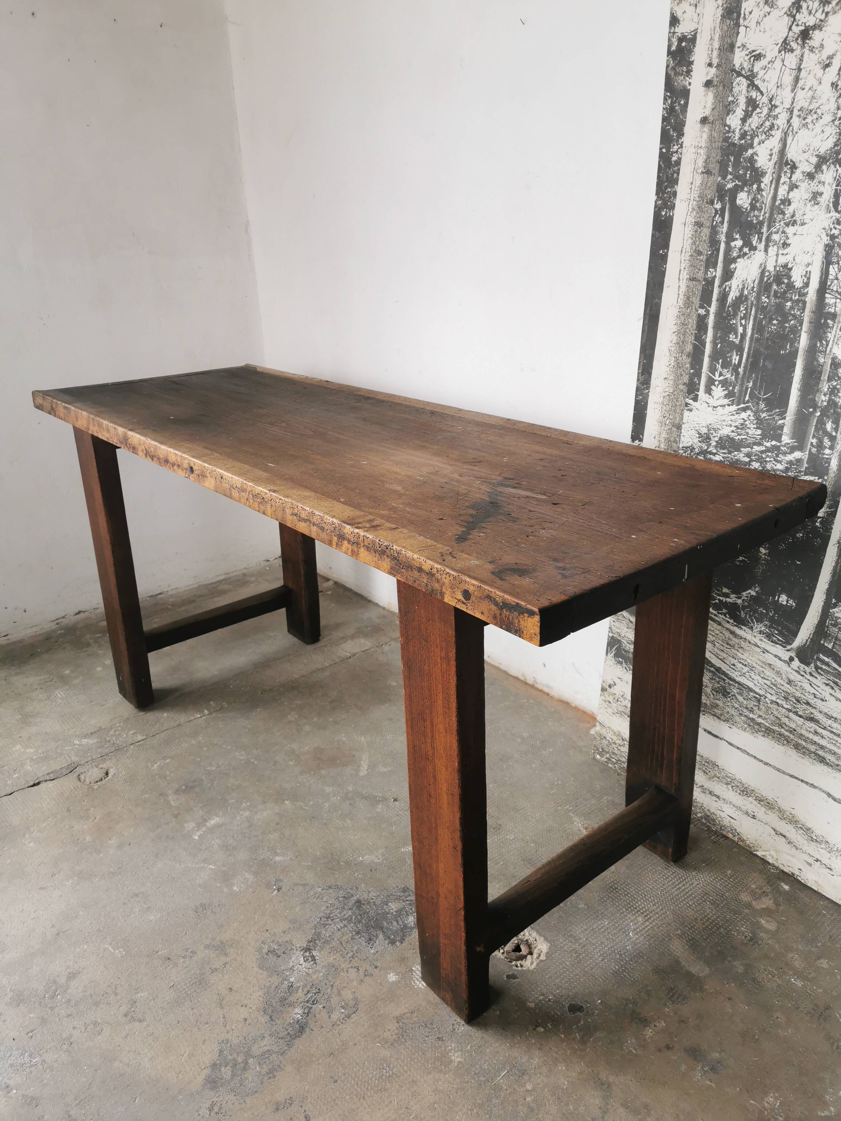 Workbench, brutalist console, solid wood