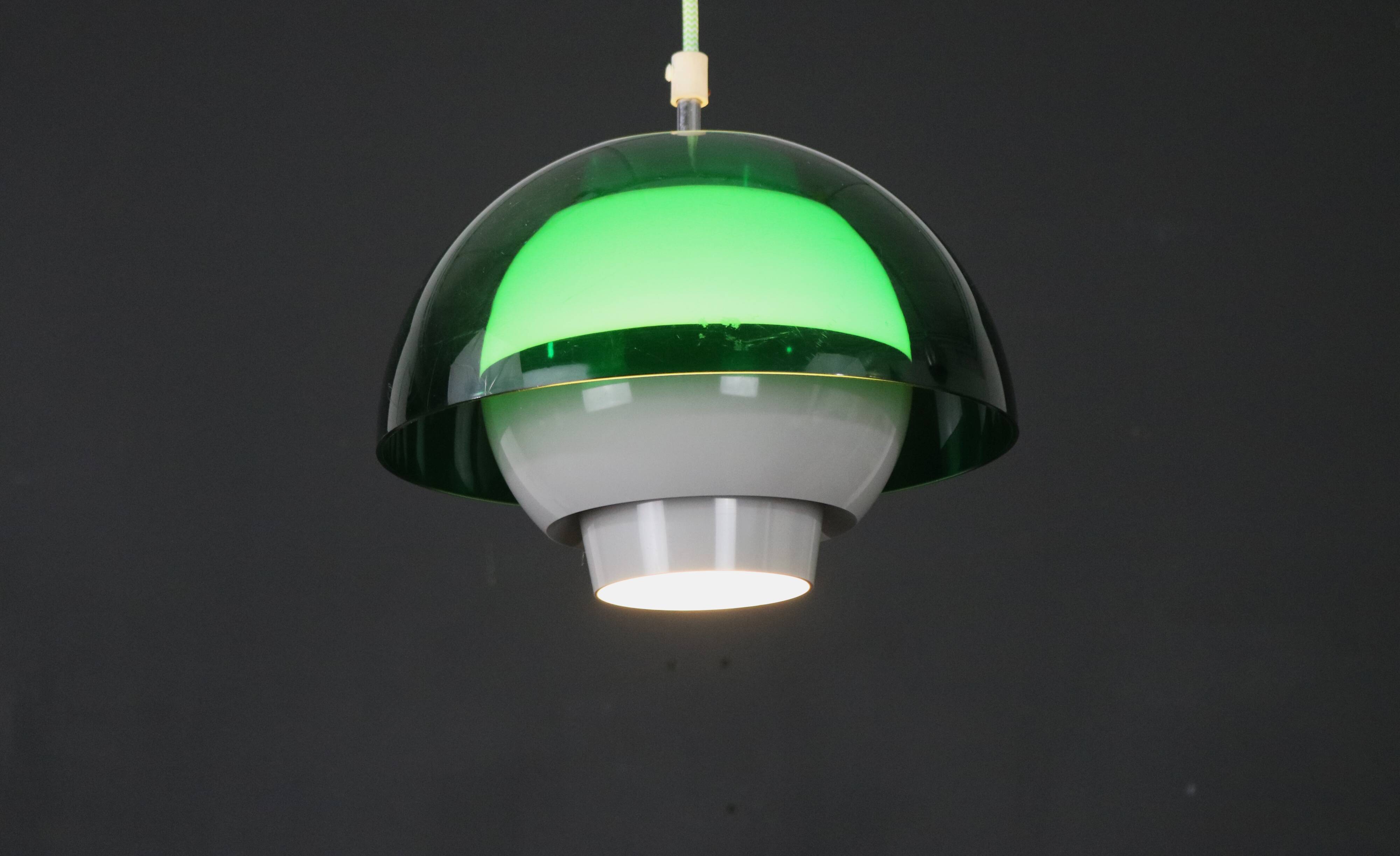 Great looking acrylic pendant lamp by Bent Karlby for ASK Lightings - Model Ergo - Denmark 70's
