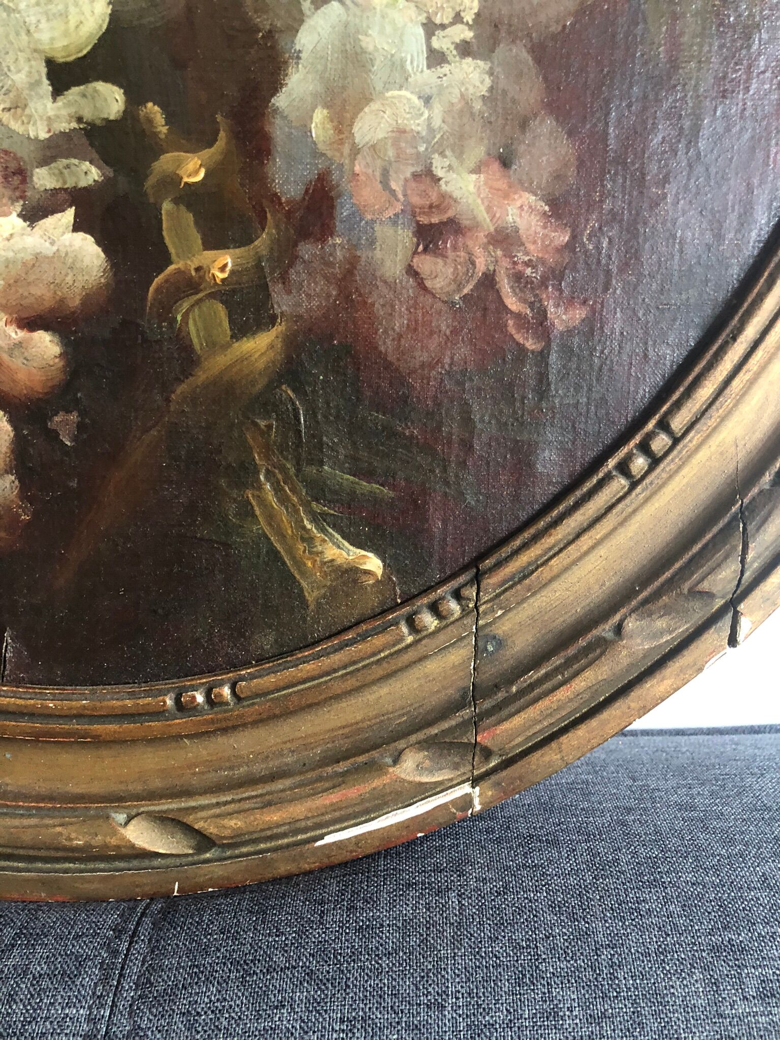 Oil on canvas Glycine branch