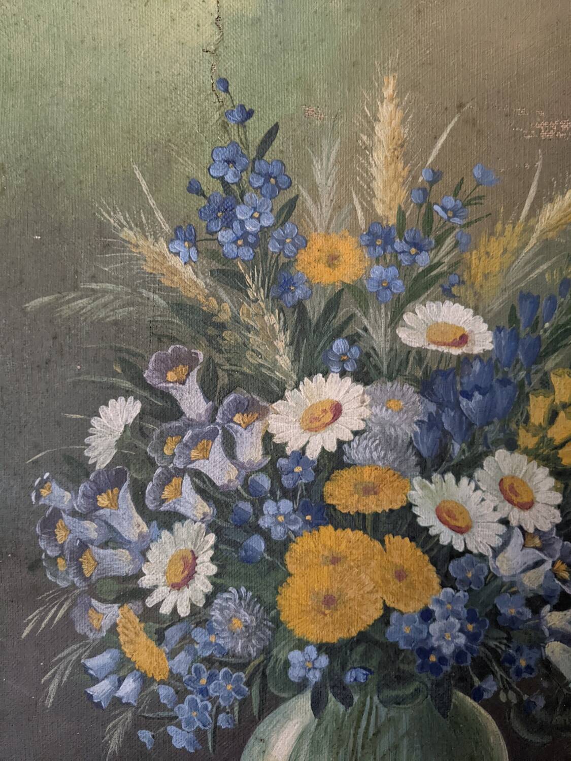 Antique still life painting, bohemian country decor