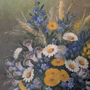 Antique still life painting, bohemian country decor