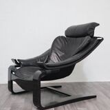 Leather Armchair by Åke Fribytter for Nelo Möbel, Sweden, 1970s