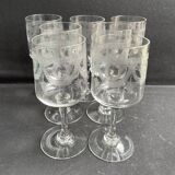 7 verres à vin ½ cristal guilloché – Art nouveau