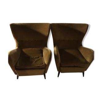 Pair of 50s velvet armchairs