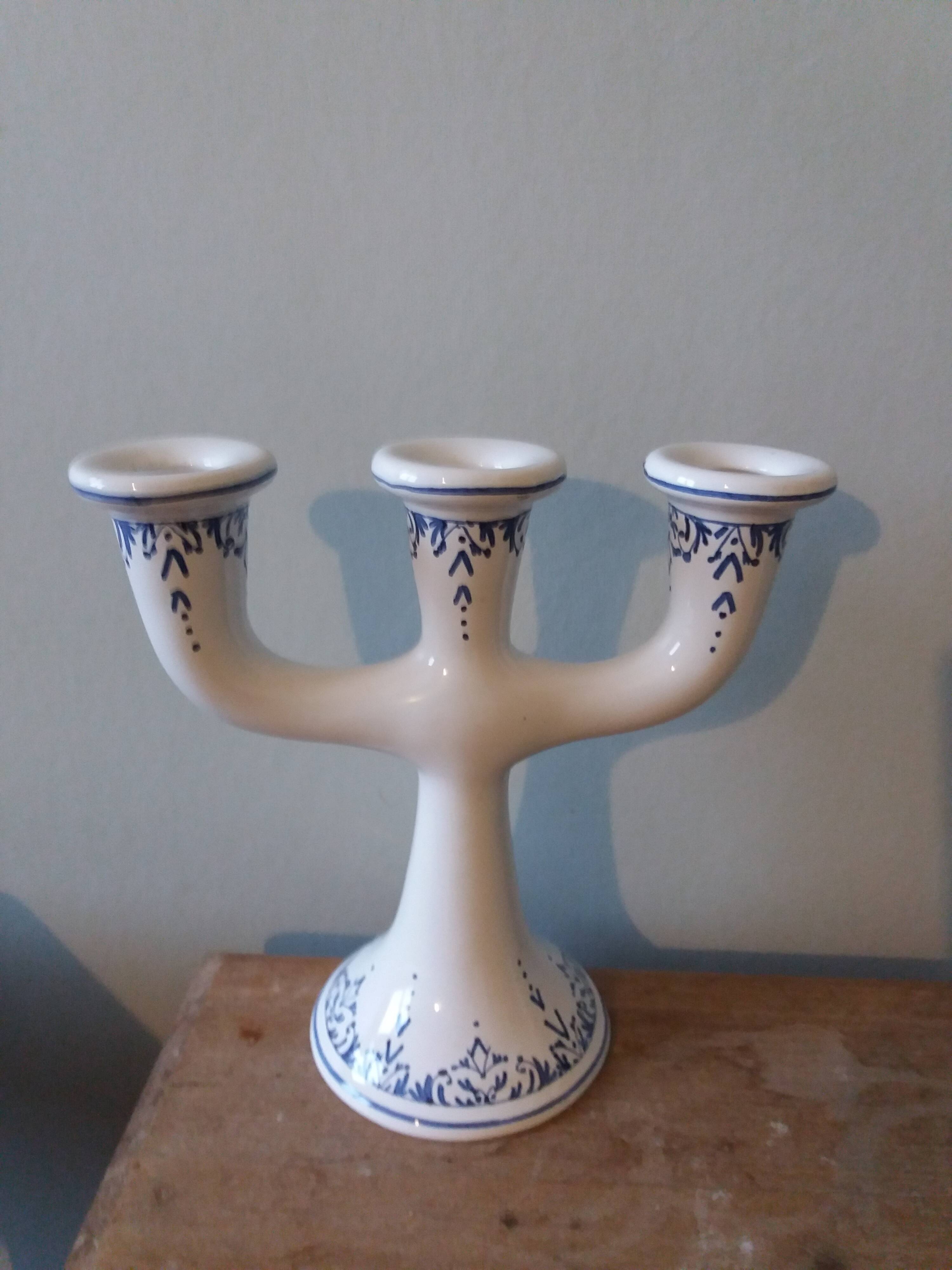 Candlestick candle holder signed Fitzpatrick Forgotten earthenware from Gascony