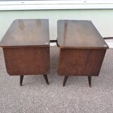 Small vintage sideboard + 2 bedside table - wood compass leg