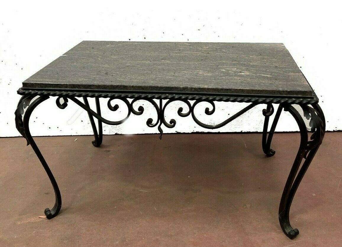 Coffee table in wrought iron and marble XX century