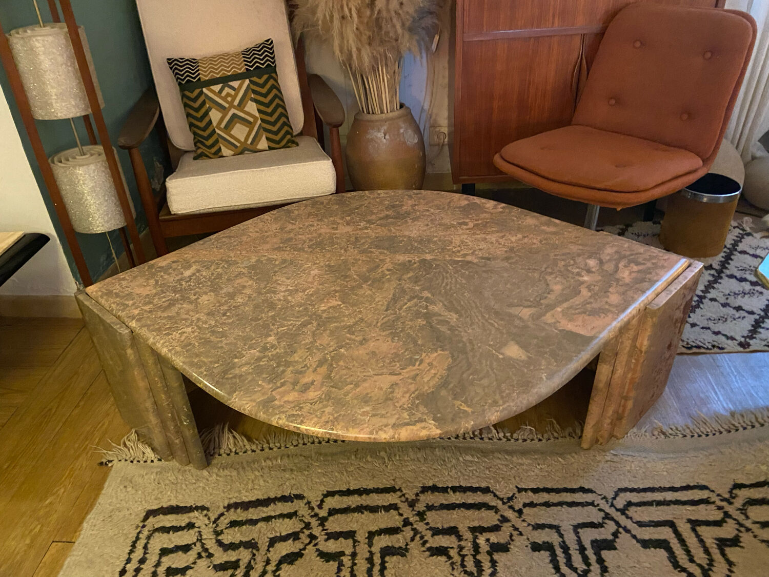 Vintage pink marble eye coffee table