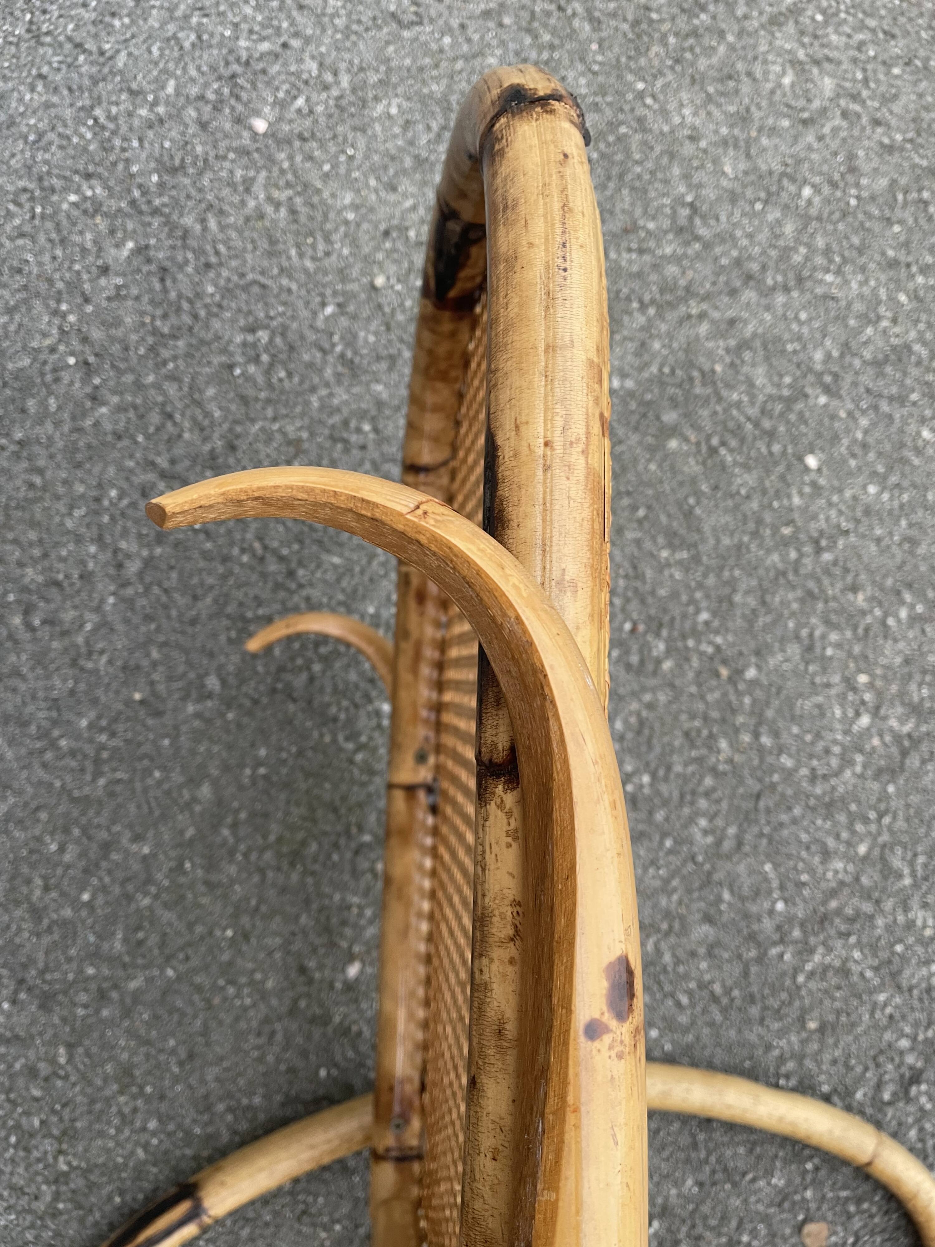 Rattan and cane rocking chair