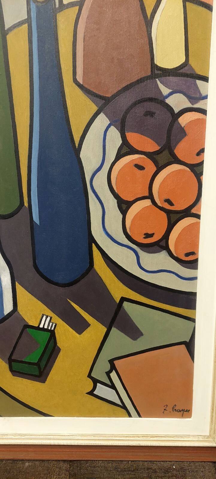 Oil painting on canvas still life by Franco Prayer (1924) 90 x 50 cm