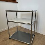 USM Haller Side Table in Pure White & Medium Grey