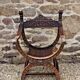 Dagobert armchair curule hard carved walnut demon head detail 3675