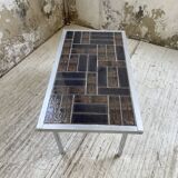 Table basse chrome et carrelage années 50