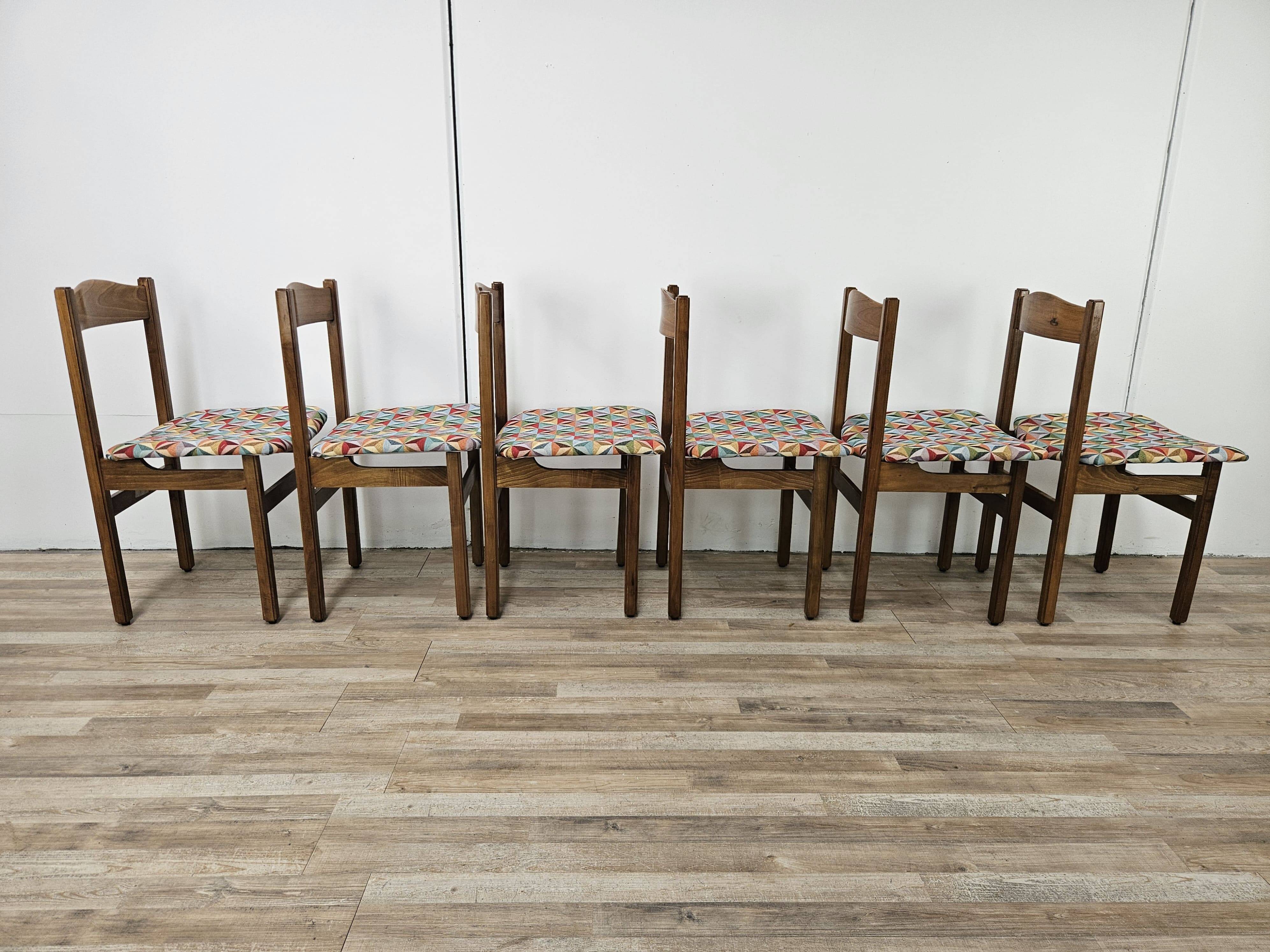 Chaises de salle à manger en hêtre des années 1950 avec assise géométrique