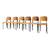Set of 6 Métropole chairs no. 305 numbered by Jean Prouvé.