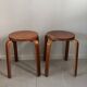 Pair of Artek stools model E60 (rare version with 4 legs), Alvar Aalto