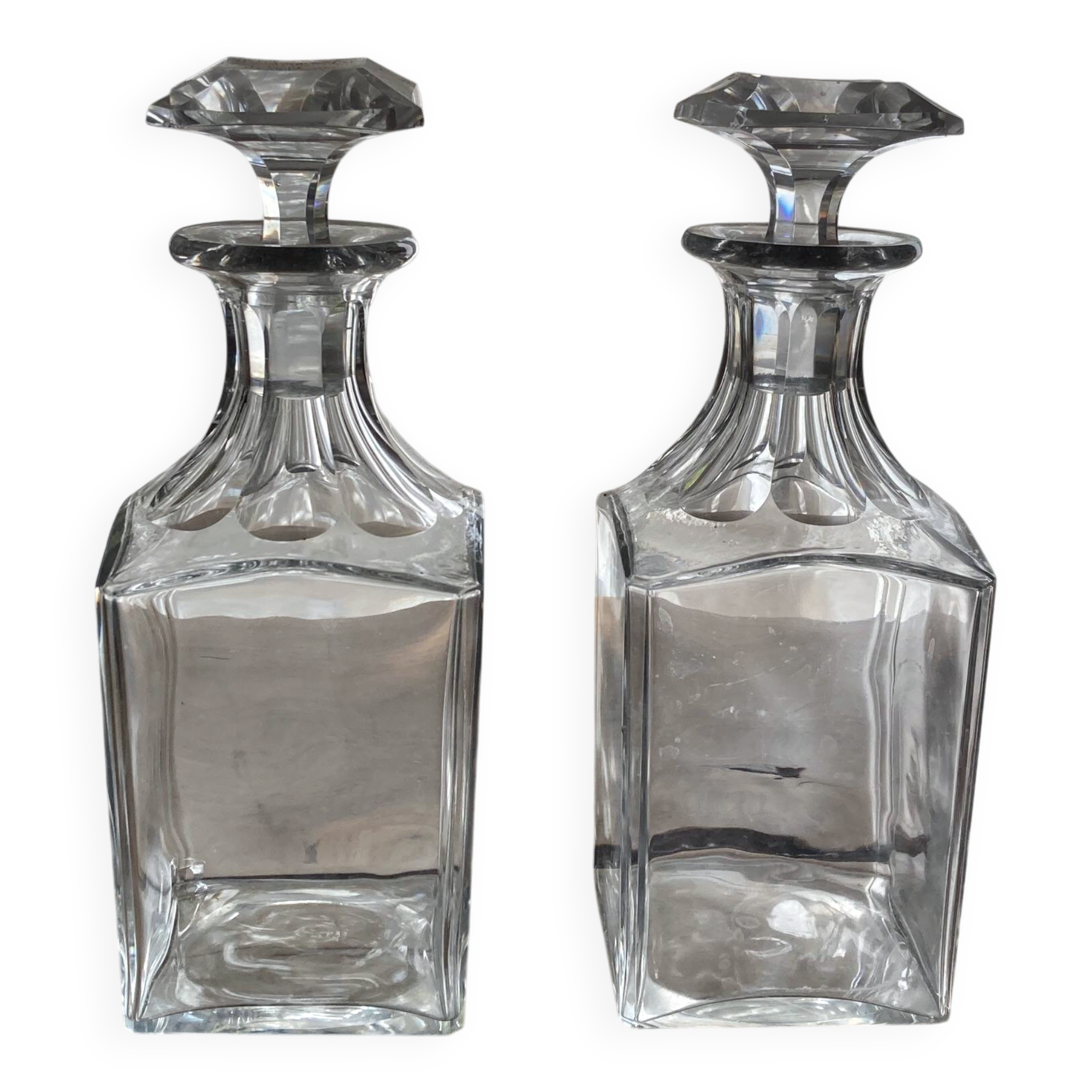 Crystal carafes with stoppers