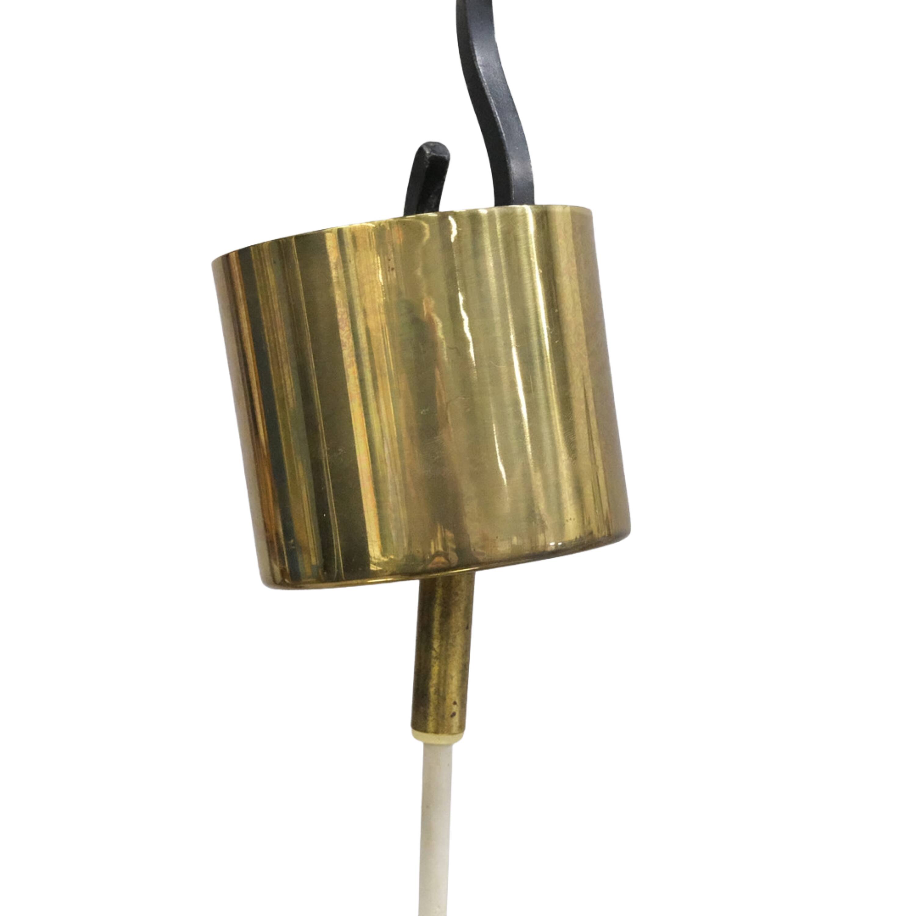 Hans-Agne Jakobsson T-603 pendant lamp in brass with yellow fringes.